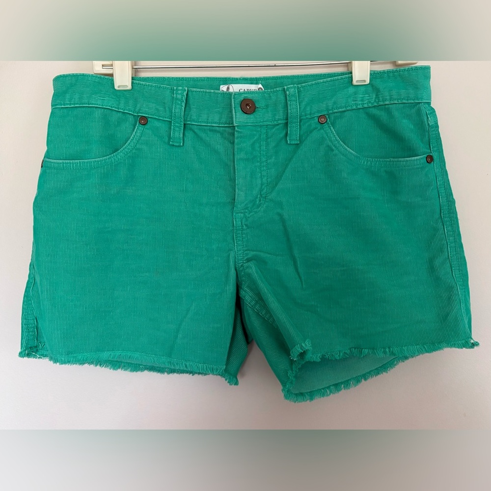 Carve Designs Teal Green Frayed-Hem Jean Shorts